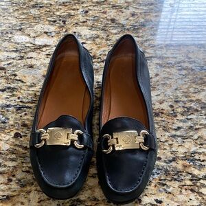 Kate Spade Black Loafers with Gold Detailing